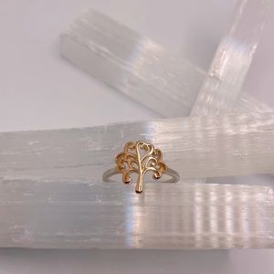 925 Sterling Silver/Rose Gold Tree of Life Ring.